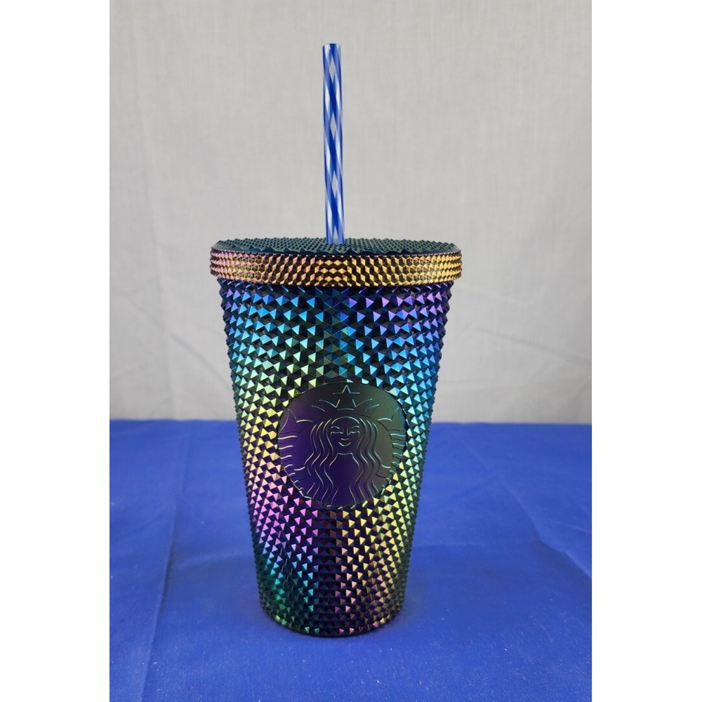 Starbucks 16oz Rainbow Iridescent Tumbler Studded Oil‎ Slick Limited Edition